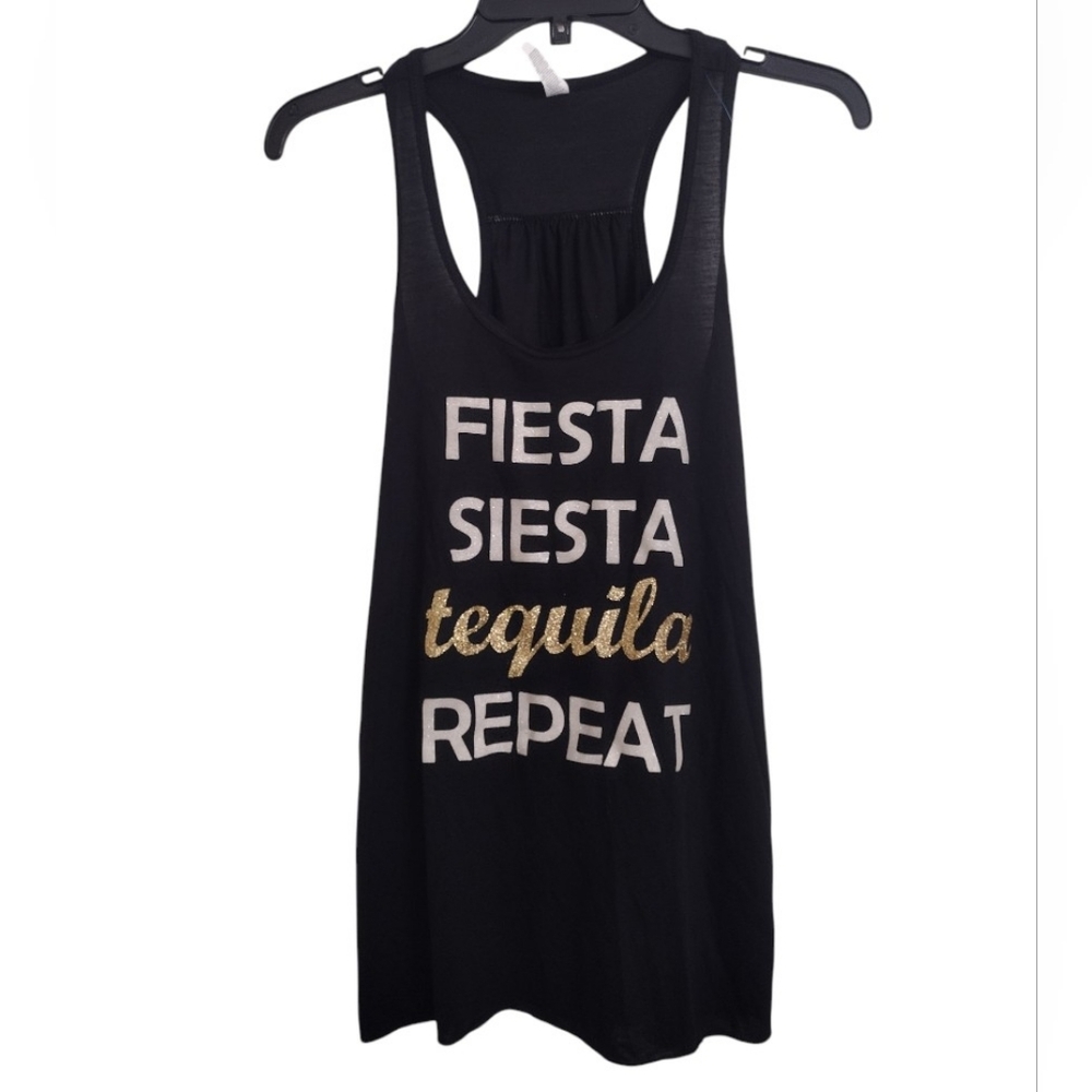 Bella Canvas Black Sleeveless Fiesta Graphic Tank Top Size Medium